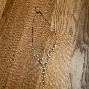 Latasia Silver Rhinestone and Opal Necklace